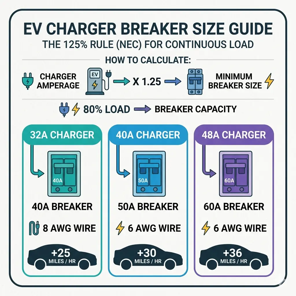 ev charger breaker size