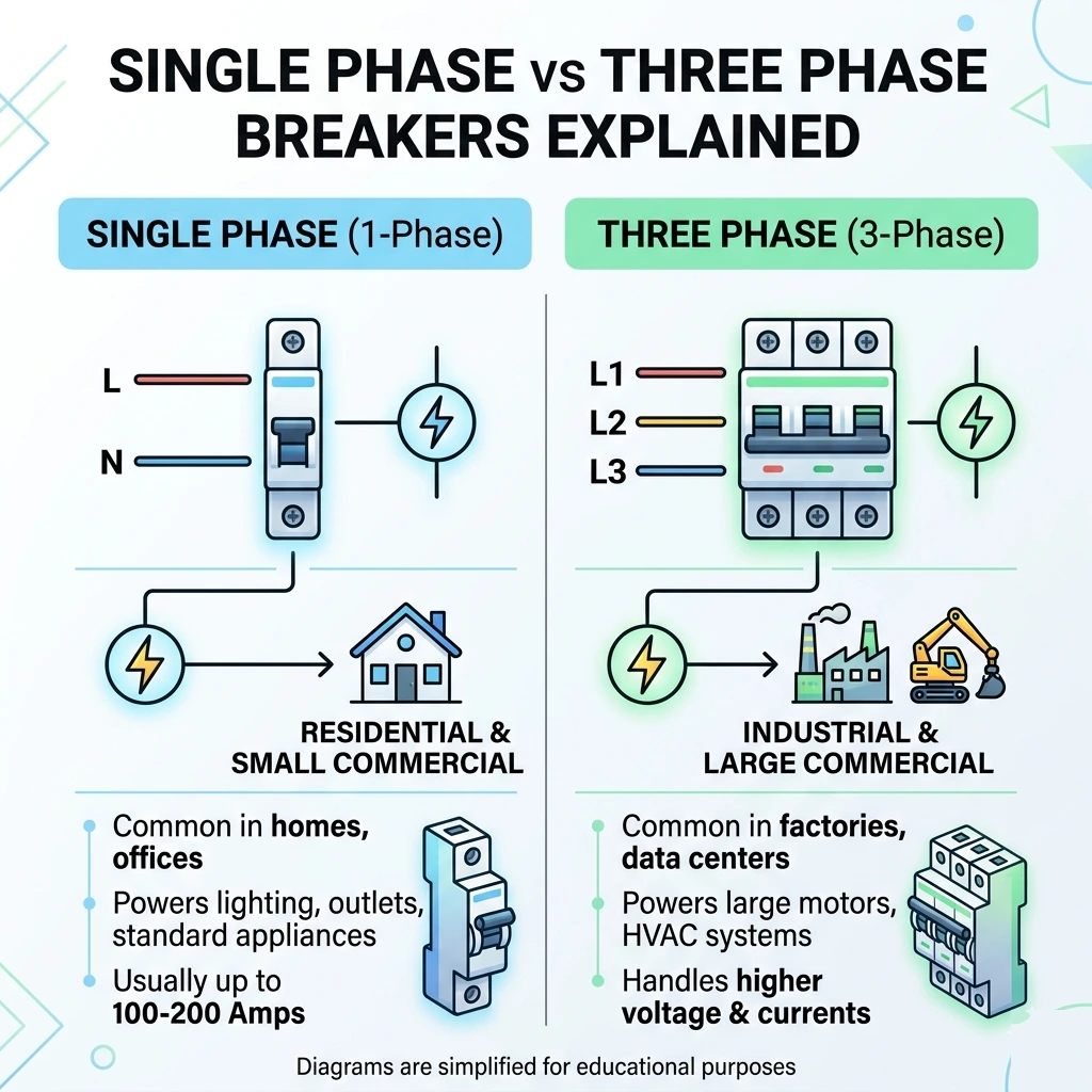 Single Phase vs Three Phase Breakers Explained - Low Voltage Breaker ...