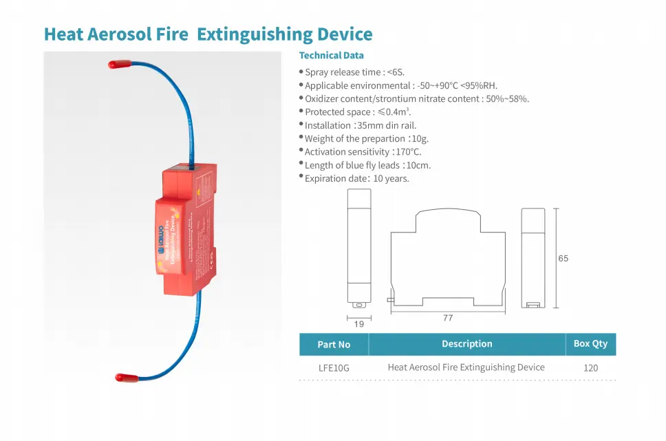 Heat Aerosol Fire Extinguishing Device Technical Specifications and Dimensions Diagram